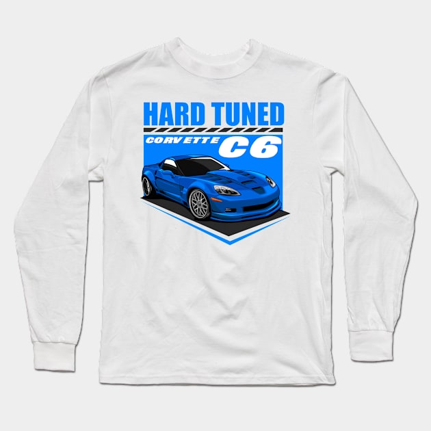 CHEVROLET CORVETTE C6-BLUE Long Sleeve T-Shirt by HFP_ARTWORK